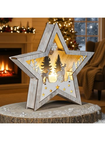 Hollybell Decoledlamp "Star" beige/wit - (B)25,5 x (H)25,5 x (D)5 cm