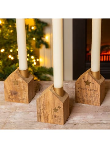 Hollybell Kerzenhalter in Hellbraun - (B)6,5 x (H)8,5 x (T)4,5 cm