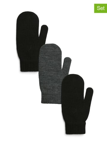 Pieces 2er-Set: Fäustlinge in Schwarz/ Grau