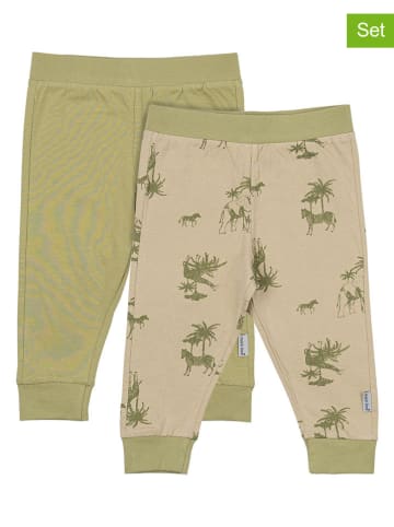 mikk-line 2er-Set: Leggings in Beige/ Grün