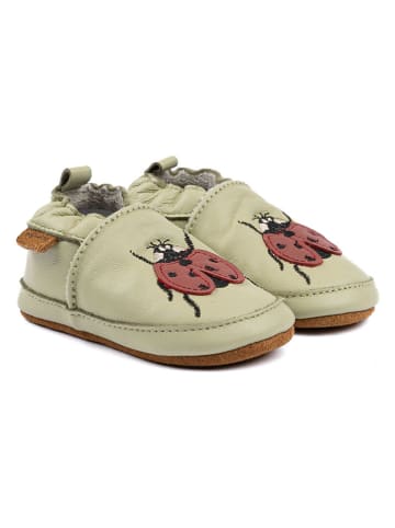mikk-line Skórzane buty w kolorze zielonym do nauki chodzenia