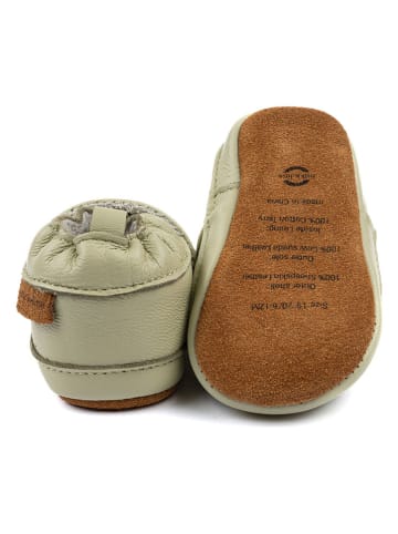 mikk-line Skórzane buty w kolorze zielonym do nauki chodzenia