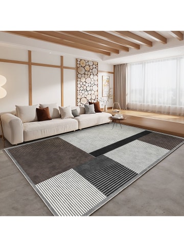 CARPET DIEM Kurzflor-Teppich in Grau/ Braun