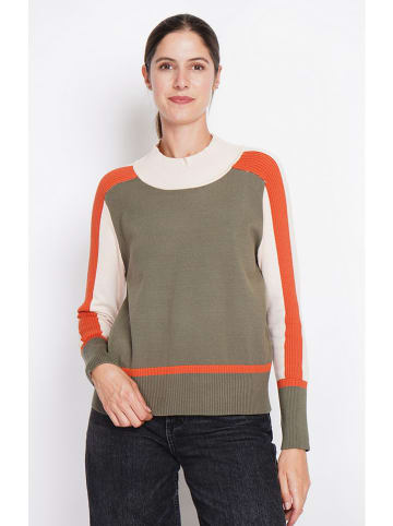 ASSUILI Trui kaki/wit/oranje