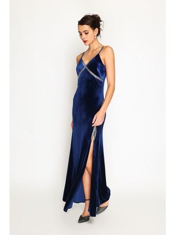 ASSUILI Fluwelen jurk donkerblauw