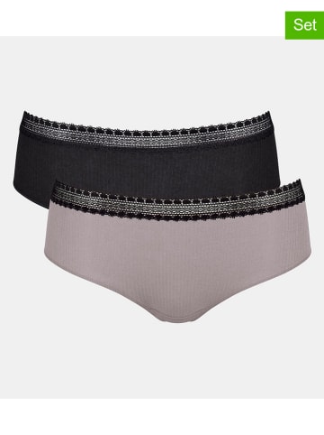 Sloggi 2er-Set: Slips in Schwarz/ Grau