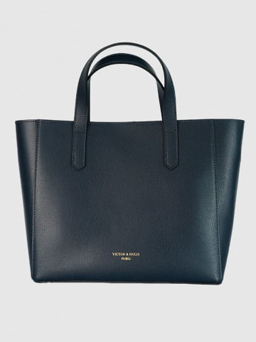 Victor & Hugo Paris Leren handtas "Opale" donkerblauw - (B)29 x (H)24 x (D)14 cm