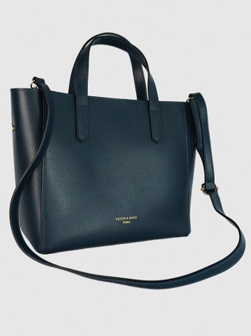 Victor & Hugo Paris Leren handtas "Opale" donkerblauw - (B)29 x (H)24 x (D)14 cm