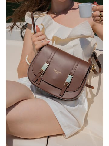 Victor & Hugo Paris Leder-Umhängetasche "Ruth" in Hellbraun - (B)26 x (H)20 x (T)8 cm