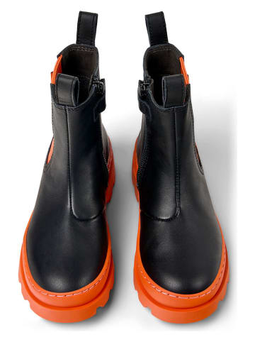Camper Leder-Boots in Schwarz/ Orange