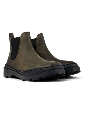 Camper Leren chelseaboots kaki/zwart
