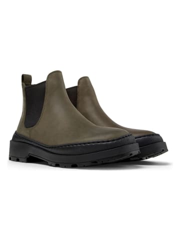 Camper Leder-Chelsea-Boots in Khaki/ Schwarz