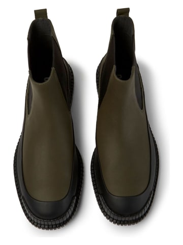 Camper Leren chelseaboots kaki/zwart
