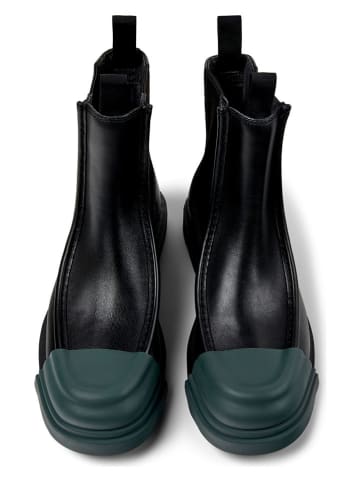Camper Leder-Chelsea-Boots in Schwarz/ Grün
