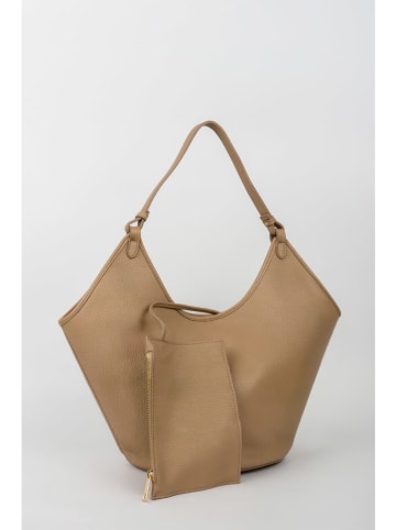 maison héritage PARIS Skórzany shopper bag "Cedro" w kolorze beżowym - 52 x 36 x 21 cm