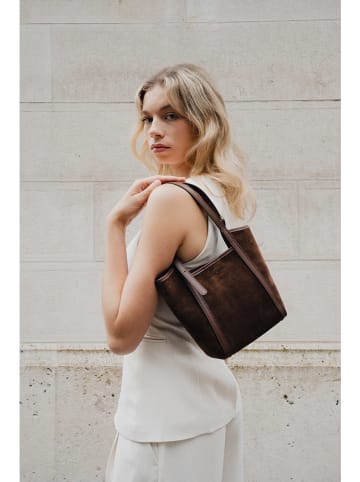 maison héritage PARIS Leder-Schultertasche "Olmo" in Braun - (B)26 x (H)23 x (T)10 cm