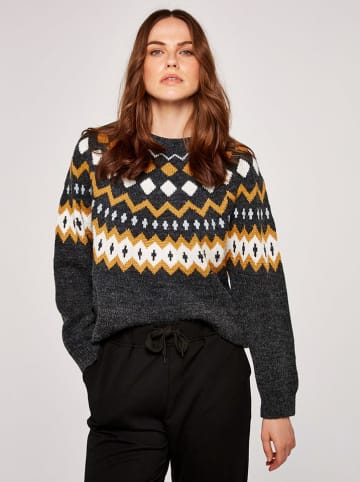 Apricot Sweter w kolorze antracytowo-żółtym