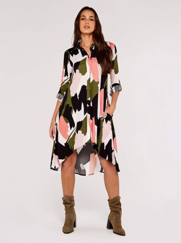 Apricot Jurk zwart/olijfgroen/roze