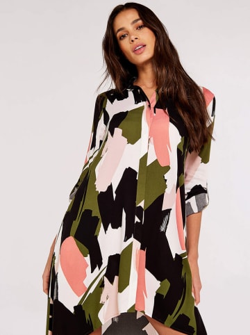 Apricot Jurk zwart/olijfgroen/roze