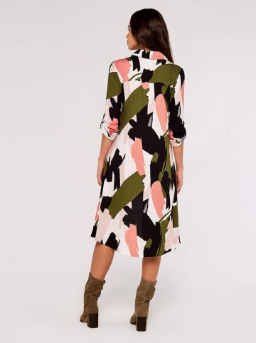 Apricot Jurk zwart/olijfgroen/roze