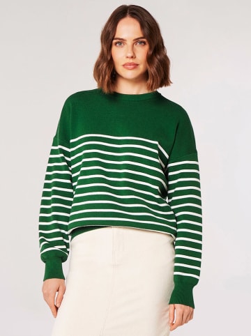 Apricot Pullover in Grün/ Weiß