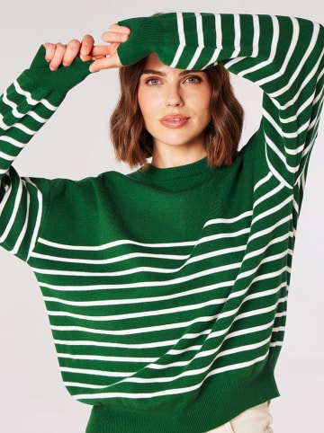 Apricot Pullover in Grün/ Weiß