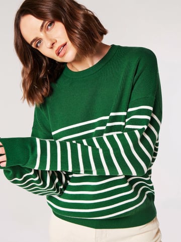 Apricot Pullover in Grün/ Weiß