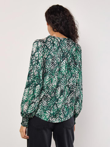 Apricot Bluse in Grün/ Weiß