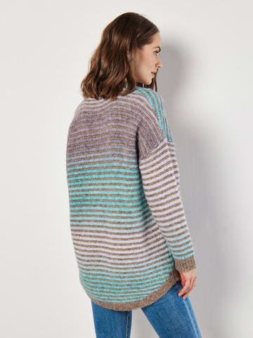 Apricot Trui grijs/turquoise
