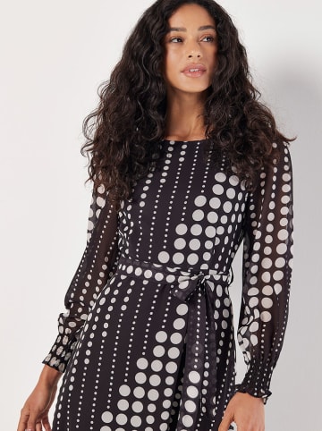 Apricot Kleid in Aubergine/ Weiß
