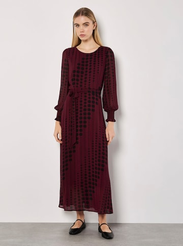 Apricot Kleid in Aubergine/ Weiß