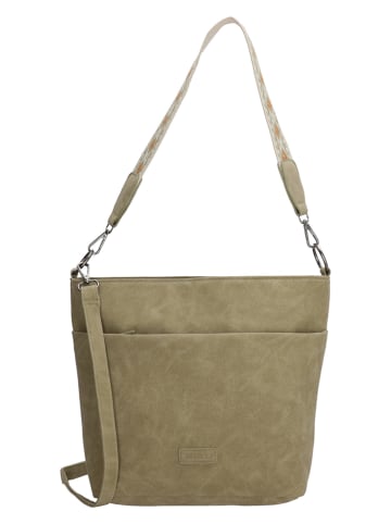 Beagles Shopper bag "Malaga" w kolorze oliwkowym - 32 x 26 x 12 cm