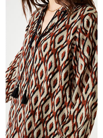 Garcia Jurk crème/zwart/rood