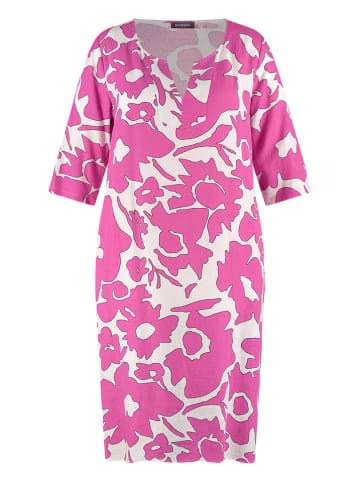 SAMOON Kleid in Pink/ Weiß
