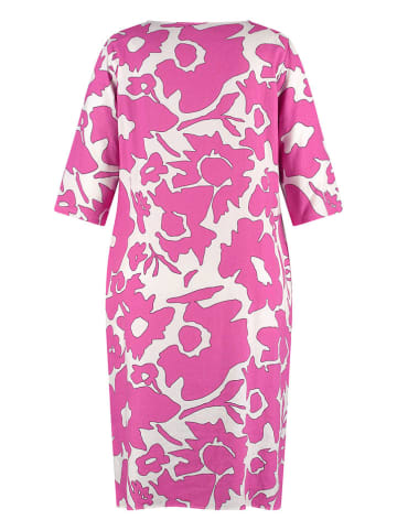 SAMOON Kleid in Pink/ Weiß