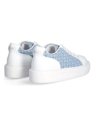 Liu Jo Leren sneakers wit/lichtblauw