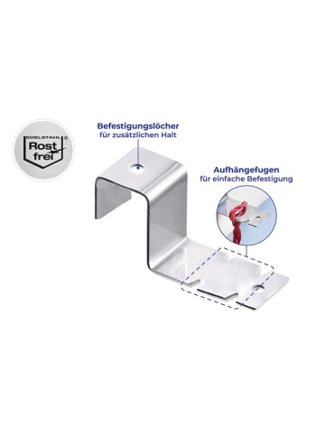 Wenko 2-delige set: raamhaken zilverkleurig - 2x 2 stuks