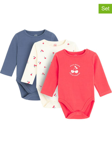 COOL CLUB 3er-Set: Bodys in Rot/ Dunkelblau/ Creme