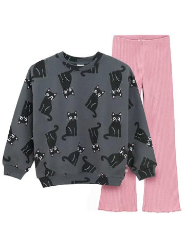 COOL CLUB 2-częściowy zestaw w kolorze antracytowo-jasnoróżowym