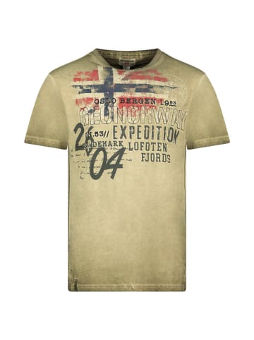 Geographical Norway Koszulka "Jelegant" w kolorze khaki