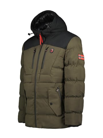 Geographical Norway Kurtka pikowana "Cachot" w kolorze oliwkowo-czarnym