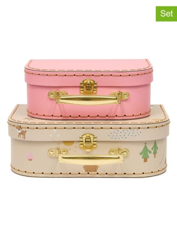 OYOY mini 2er-Set: Aufbewahrungskoffer in Rosa/ Beige