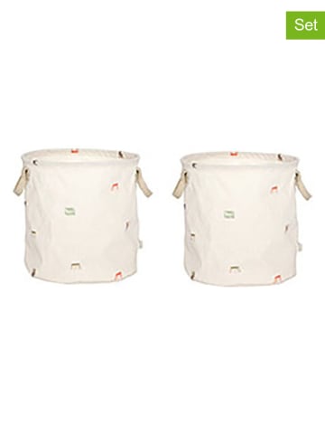 OYOY mini 2-delige set: opbergmanden "Moira" crème - (H)32 x  Ø 32 cm