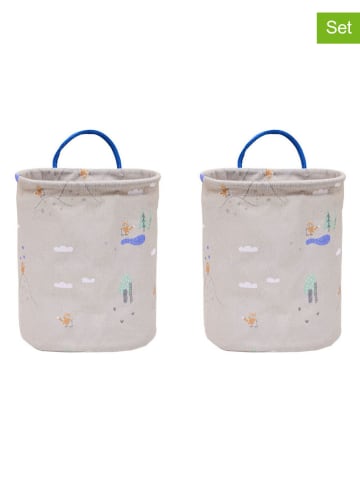 OYOY mini 2-delige set: opbergmanden "Foxy" beige - (H)22 x Ø 18 cm