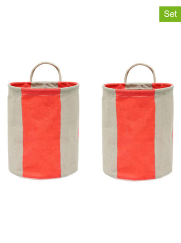 OYOY living design Kosze (2 szt.) "Kara" w kolorze czerwonym - wys. 22 x Ø 18 cm