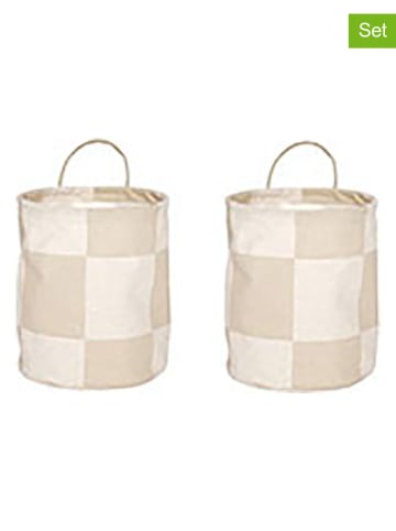 OYOY living design 2-delige set: opbergmanden "Chess" beige - (H)22 x Ø 18 cm