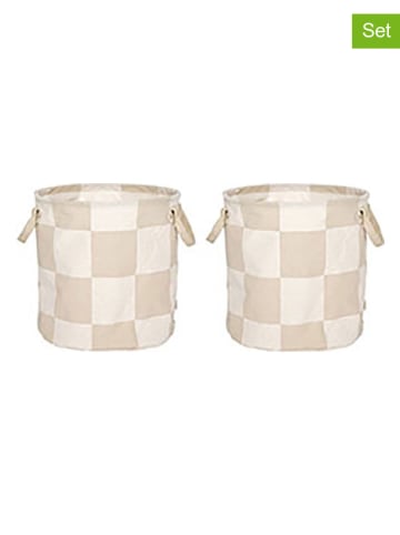OYOY living design 2-delige set: opbergmanden "Chess" beige - (H)32 x  Ø 32 cm