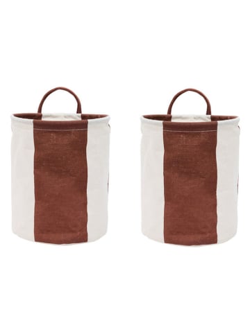 OYOY living design Kosze (2 szt.) "Kara" w kolorze brązowym - wys. 22 x Ø 18 cm