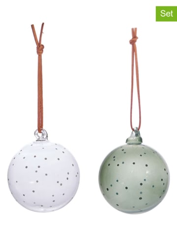 OYOY living design Bombki (2 szt.) w kolorze białym i zielonym - Ø 7 cm