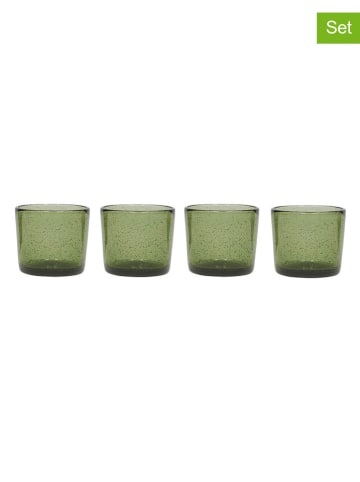 OYOY living design 4er-Set: Gläser "Kuki" in Grün - (H)7,5 x Ø 8,5 cm